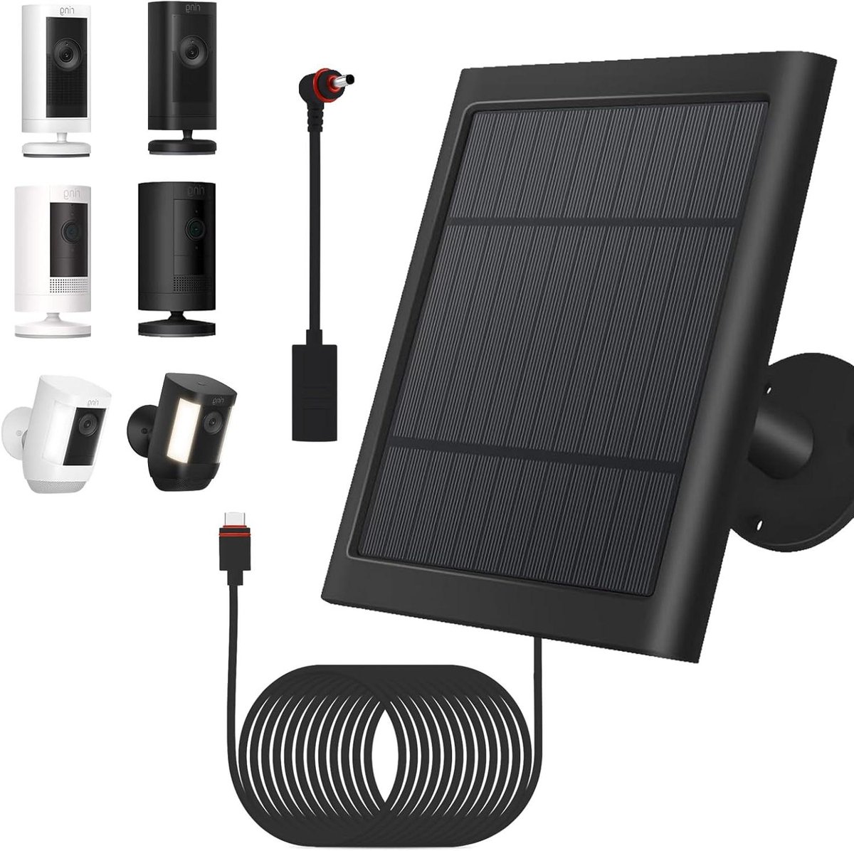 Zonnepaneel - Zonneoplader - Camera Opladen - Hoge Efficiëntie - 300cm Kabel - Zwart