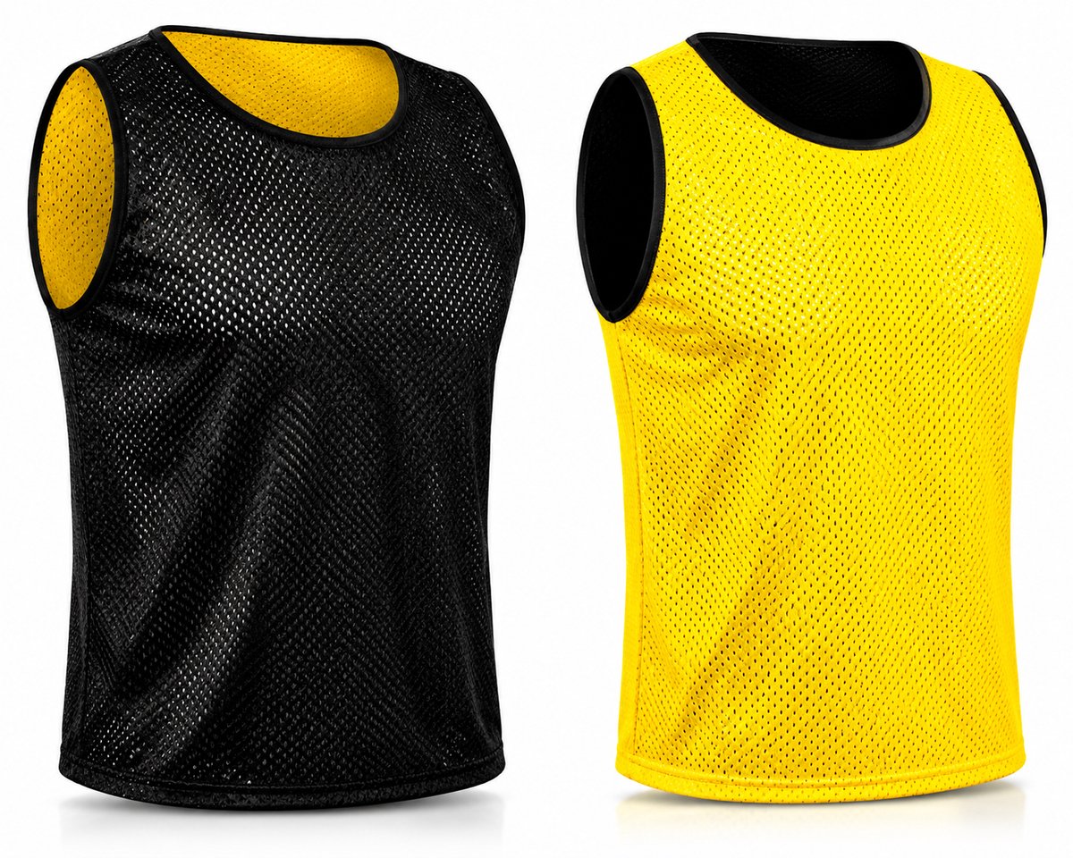 Kyto Voetbal Hesjes Set 6 Stuks Geel/Zwart - Omkeerbaar Trainingshesje voor Kinderen en Volwassenen - Maat S (48x35 cm)