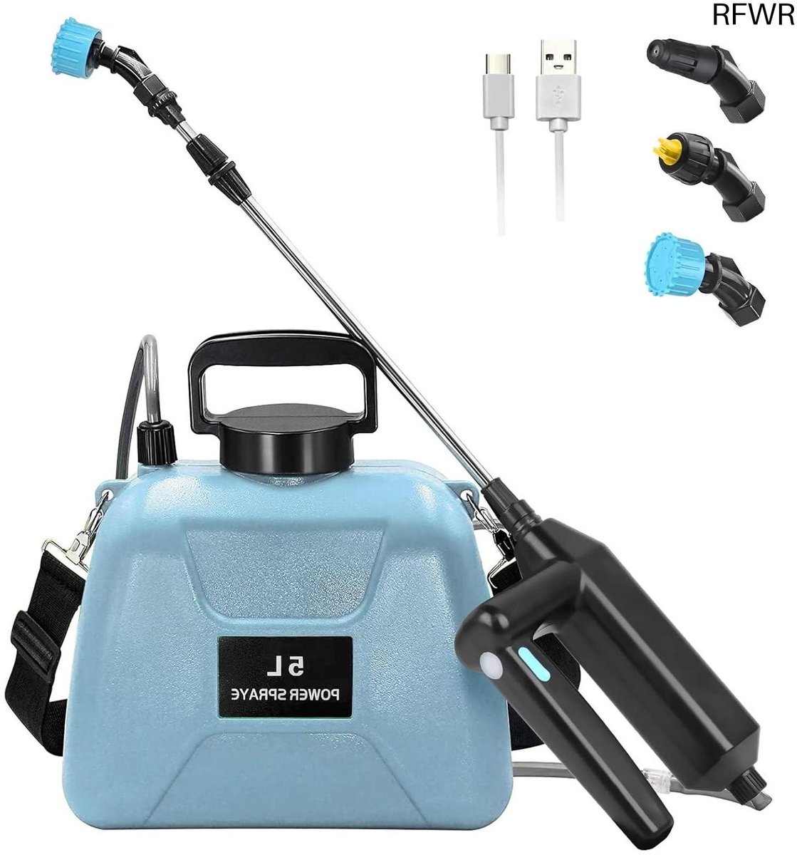 Accu drukspuit - Tuinsproeier - Planten water geven - USB oplaadbaar - 5 liter tank - Wit
