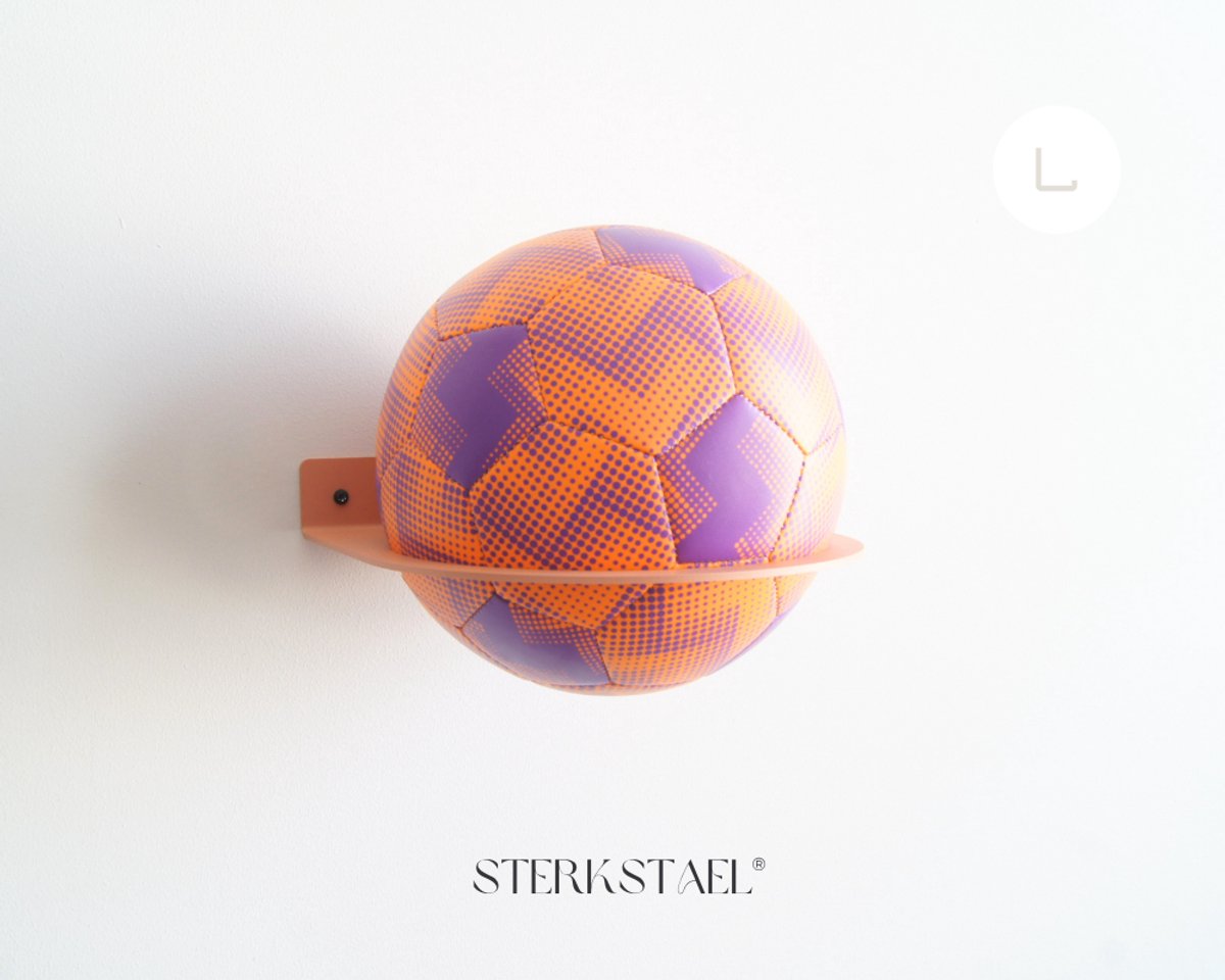 STERKSTAEL Balhouder Ball Dusty Rose - Industriële balhouder voor aan de muur - wandbevestiging - diameter ø 20 cm - kleur oud roze - poedercoating - voetbalhouder - baldrager - staal - 1 stuk