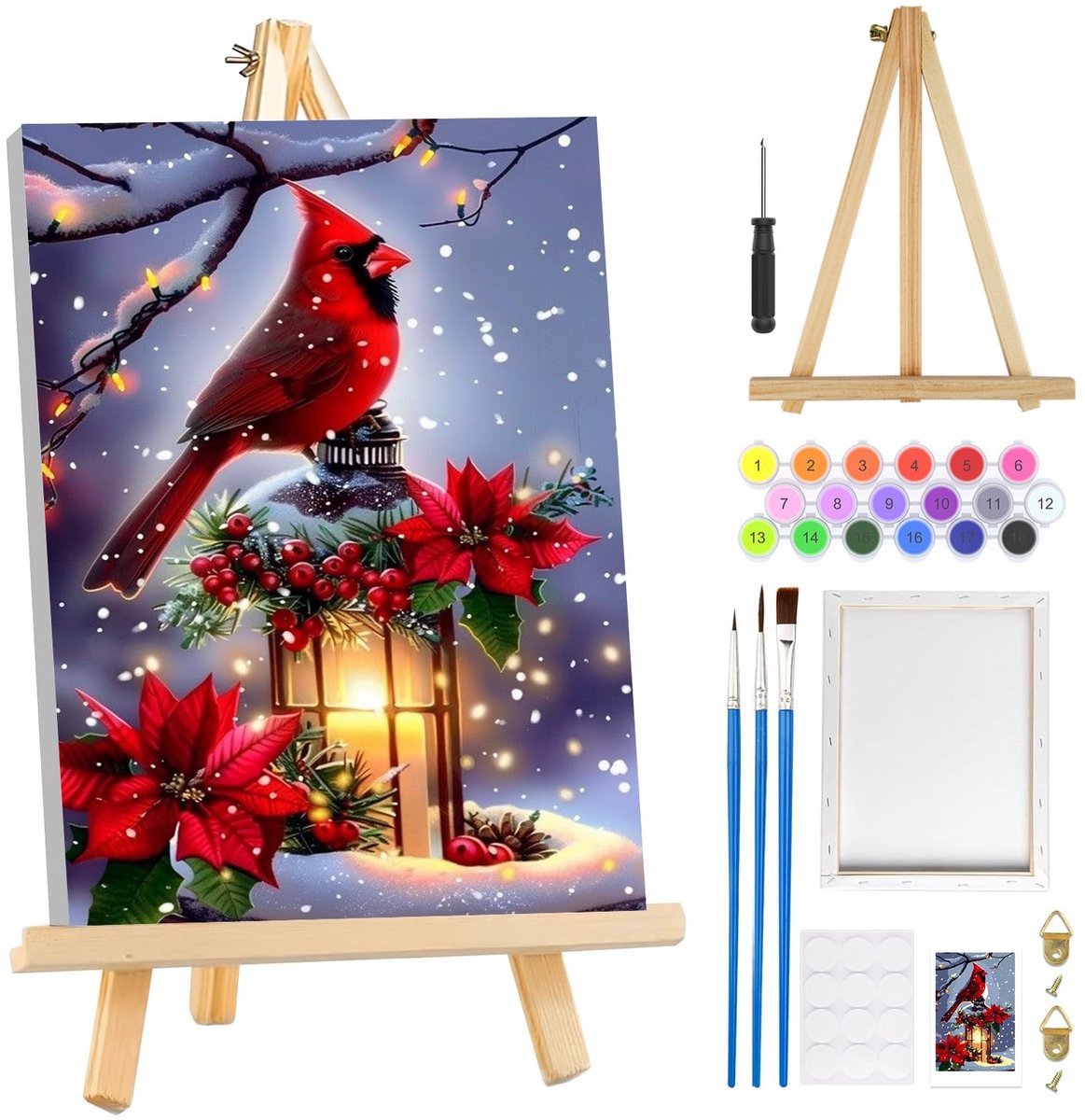 Dailygoods- Kerstschilderij met Lijst - Schilderen op Nummer Volwassenen - DIY Kunst Kits - Creatieve Vrije Tijd - 20 x 30 cm - Voor Beginners