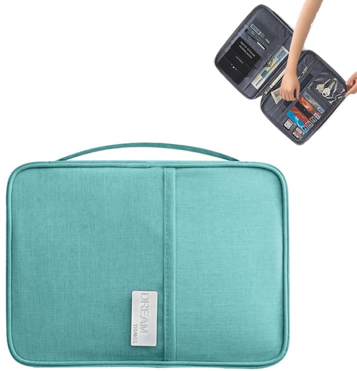 Dailygoods- Paspoorttas duurzaam - Reis organizer - Documententas - ID-kaarthouder - Creditcardhouder - Spatwaterdicht - 25,5 x 18,5 x 2,5 cm - Reisorganizer