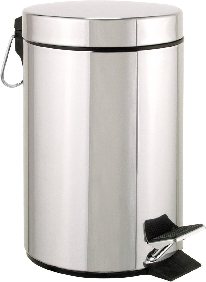 Pedalemmer - Afvalbak - Keuken en badkamer - Hygiënisch en handsfree - 5 liter - Zilver