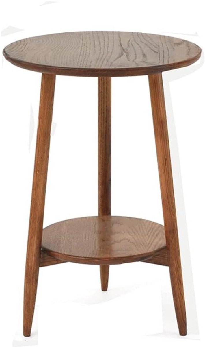 Moderne bijzettafel - Ronde tafel - Woonkamer inrichting - Tweelaags ontwerp - 42x42x60 cm - Bruin