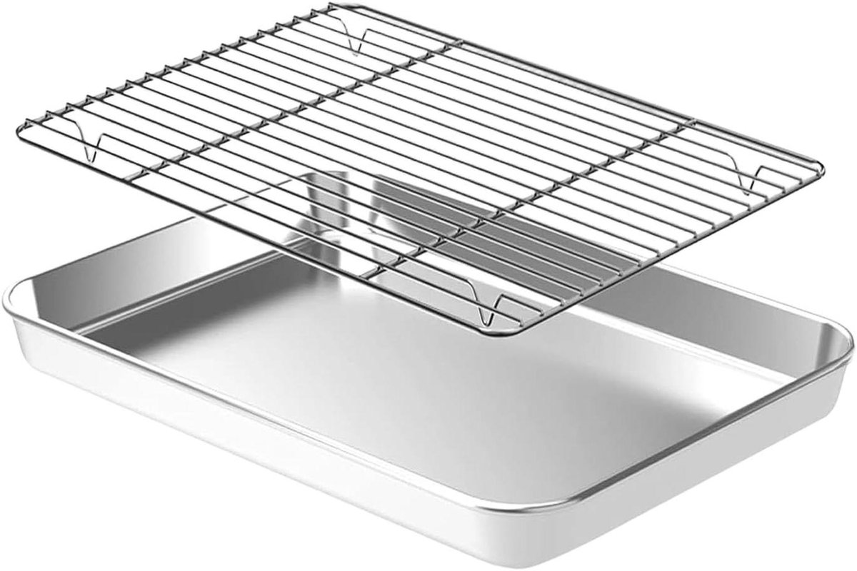 Bakplaat met Rooster Ovenrek Bakvorm Bakken en Braden Gelijkmatige Warmteverdeling M Meerkleurig