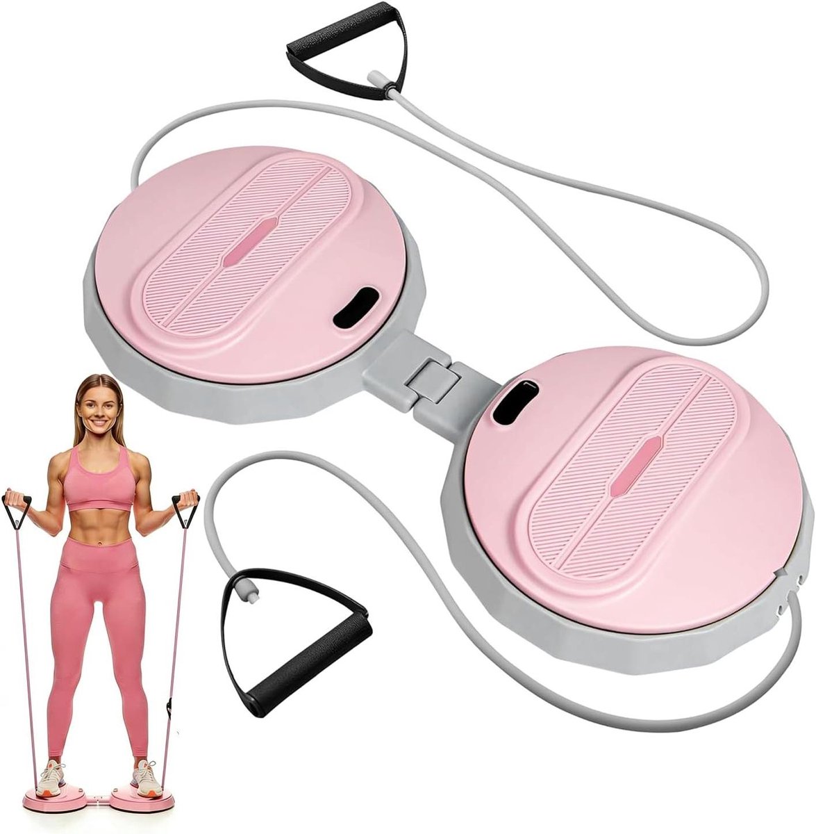 Taille Twister - Buik Draaiplateau - Core Training - Smart LED Monitor - 400 kg Capaciteit - Roze