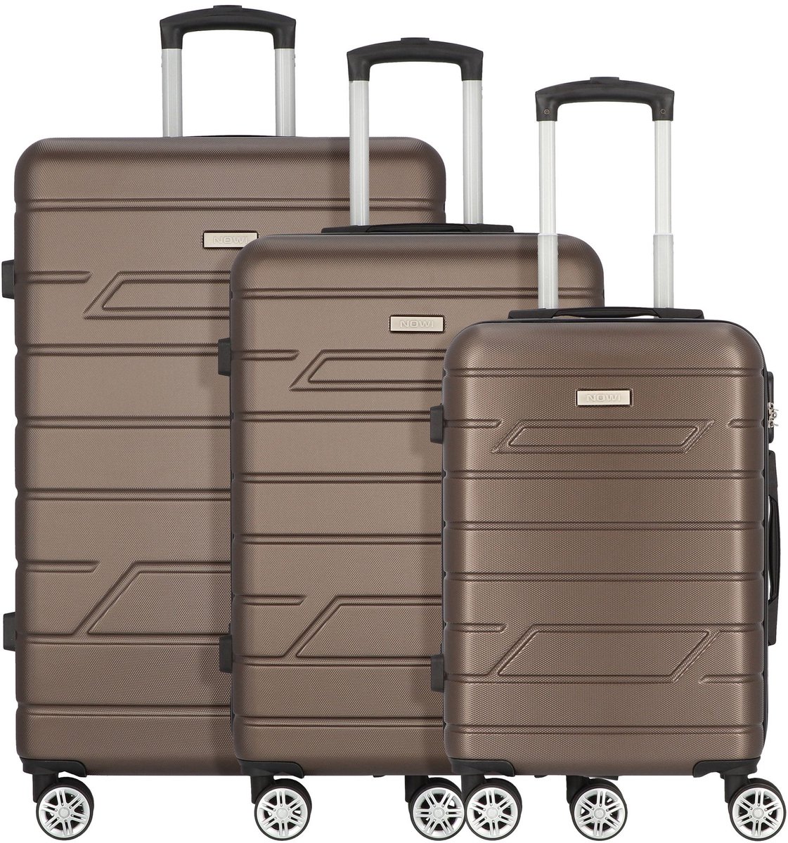 NOWI Bergamo 4 wielen Kofferset 3-delig - Harde bagage - Combinatieslot - bronze