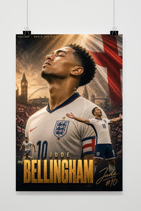 Poster Jude Bellingham - Posters de football - Sport - Coupe du Monde 2026 - Angleterre - Vue latérale - Décoration murale Salon - Papier 180 grammes - 7401WV - Format 60 x 90 cm