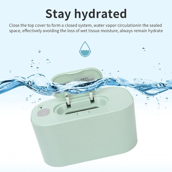 Baby Doekjes Warmer - Verwarmer Dispenser - Comfortabel Luiers - Constante Temperatuur - 80 Doekjes Capaciteit - Groen — afbeelding 5
