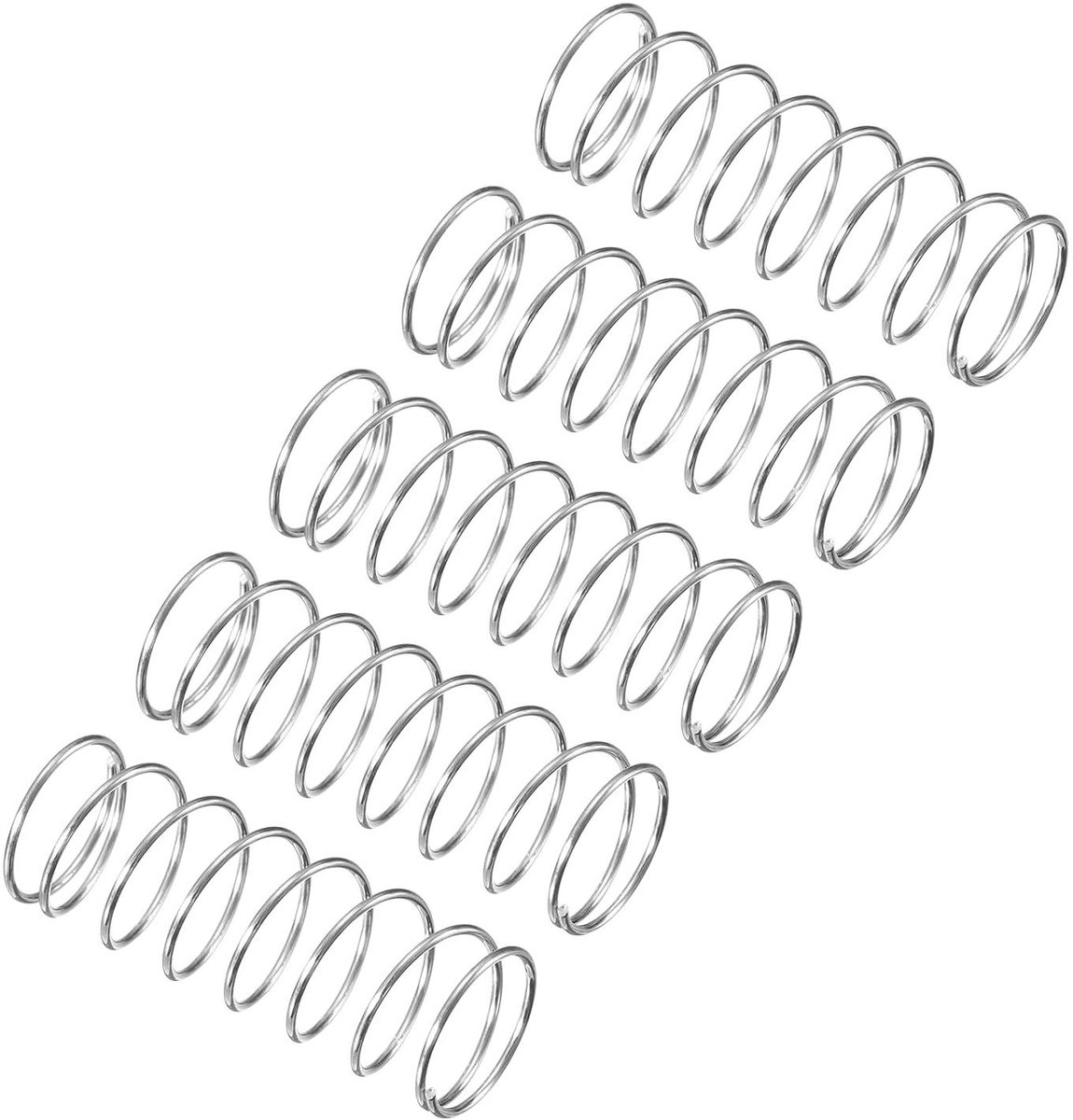 Compressieve Veren - Drukveren Set - Schokabsorptie - 304 Roestvrij Staal - 10mm x 25mm - Zilver