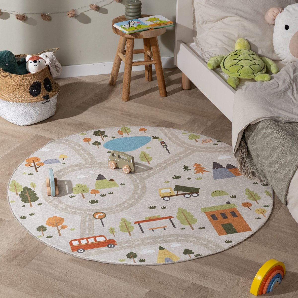 Little Olly Rond speelkleed auto - Rocky Ride Grijs - Ø 120cm