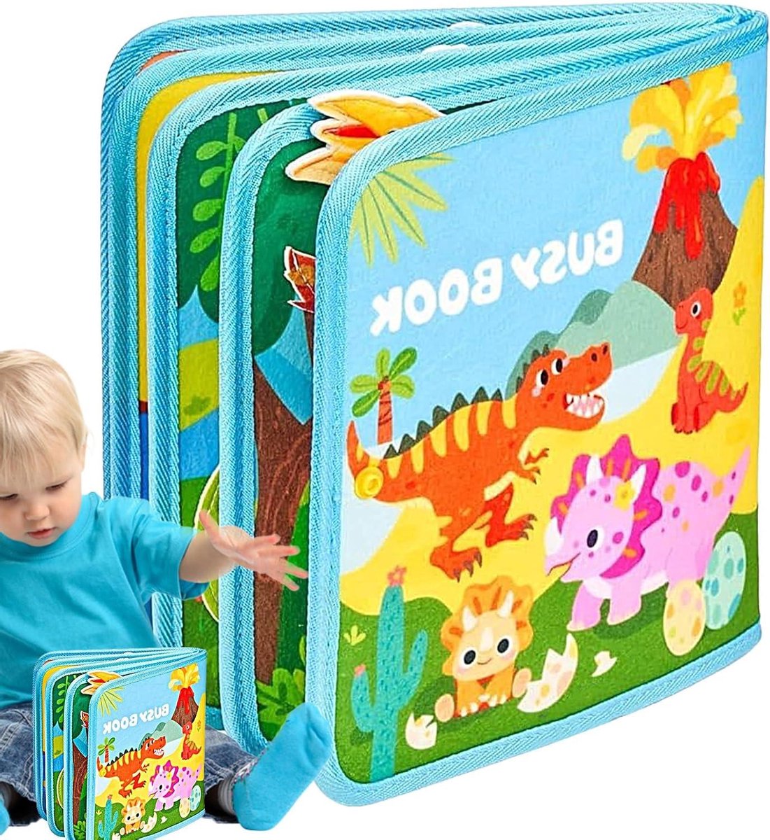 Kinderen Activiteitenboek - Zacht Leerboek - Vroege Ontwikkeling - Zelfnivellerend - 25 x 22 cm - Dinosaurus