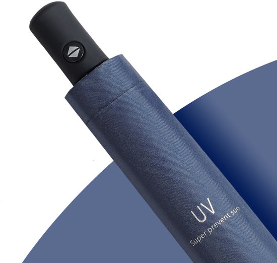 UV Paraplu - Paraplu en Parasol in één - Automatisch uitklapbaar én inklapbaar - met UV bescherming - Mini Zonneparaplu Blauw - Hand Parasol - Kleur Donkerblauw