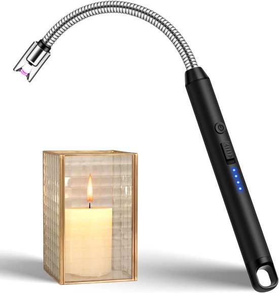 Foto: Elektrische boogaansteker usb oplaadbare elektrische staafaansteker met led display lange flexibele hals geschikt voor keuken kaarsen gasfornuizen en barbecues zwart