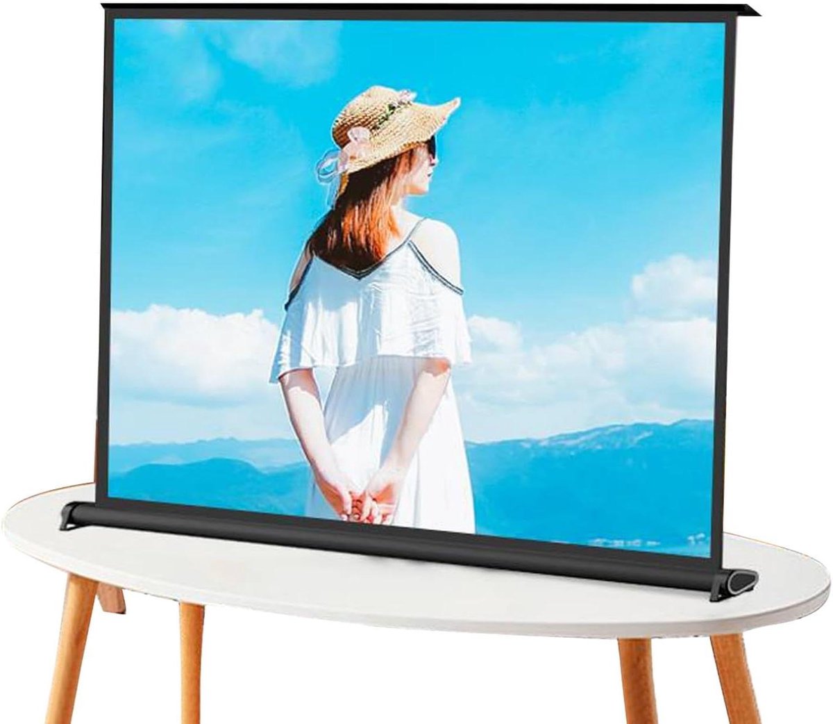 Draagbaar projectiescherm - Vloer projectiescherm - Thuisbioscoop creëren - Snel op te zetten - 50 inch 16:9/4:3 - Wit