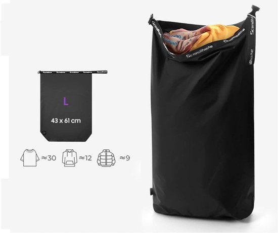 Waszak Compressie - Reistas Vuile Was - Ruimte Besparen - Wegwerp Ventiel - 61 x 43 cm - Zwart — afbeelding 5