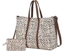Dames Handtas - Schoudertas Werk - Laptop Transport - Ruim Interieur - 15.6 Inch - Zwart