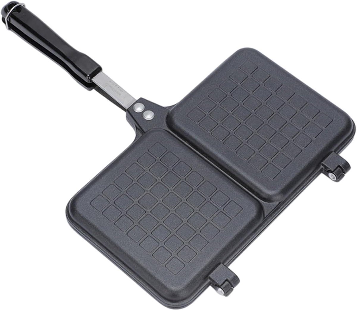 Sandwichpers, dubbelwandig sandwichbroodrooster met handvat, antiaanbakpan, grillpan, broodbroodrooster, voor campinggrill