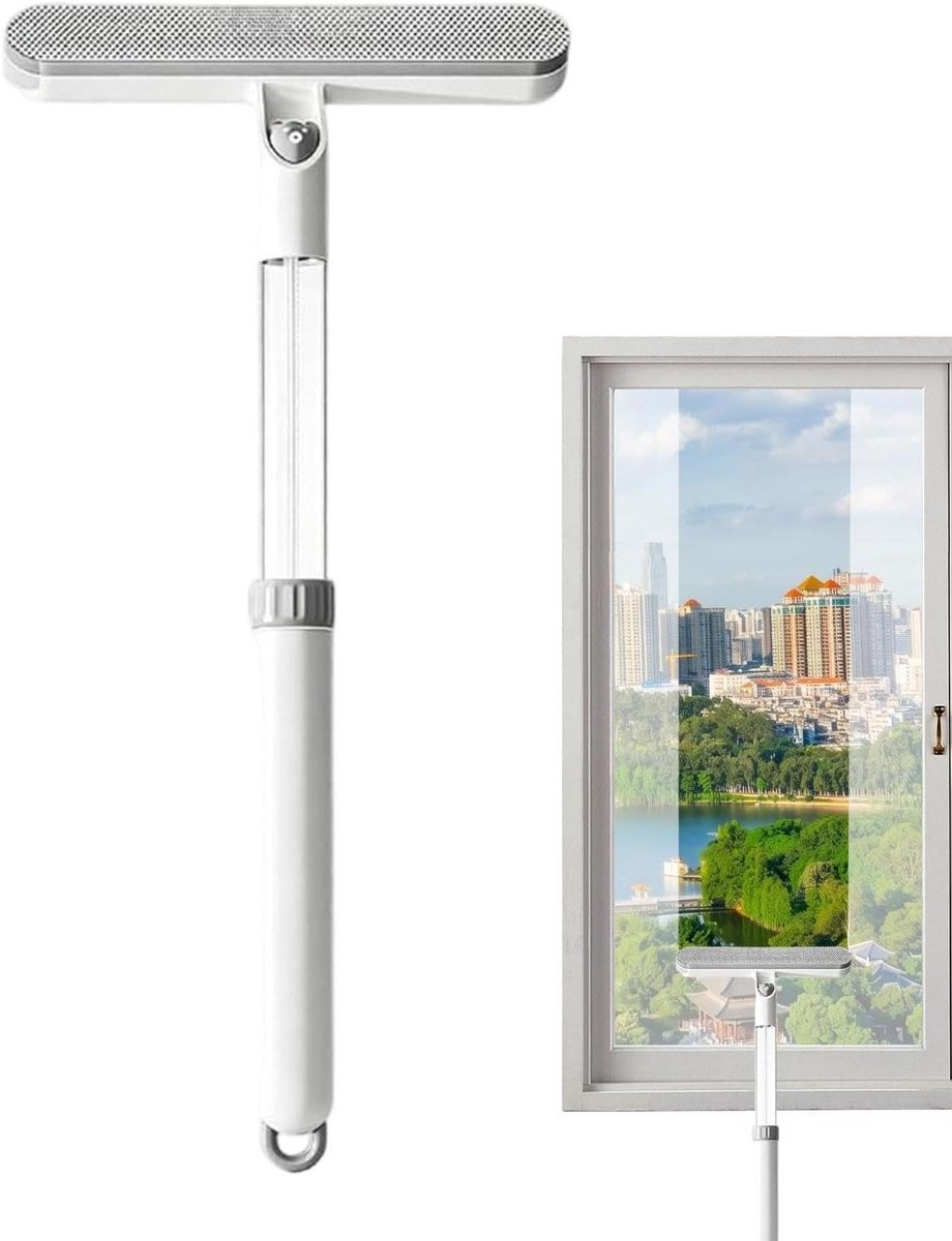 Raamtrekker met Telescoopstang - Glasreiniger Uittrekbaar - Ramen Schoonmaken - 5-in-1 Reinigingsgereedschap - 53 cm - Wit