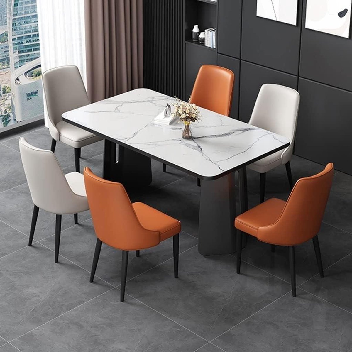 Eetkamerstoelen Leer - Keukenstoelen Set - Comfortabel Zitten - Ergonomische Rugleuning -