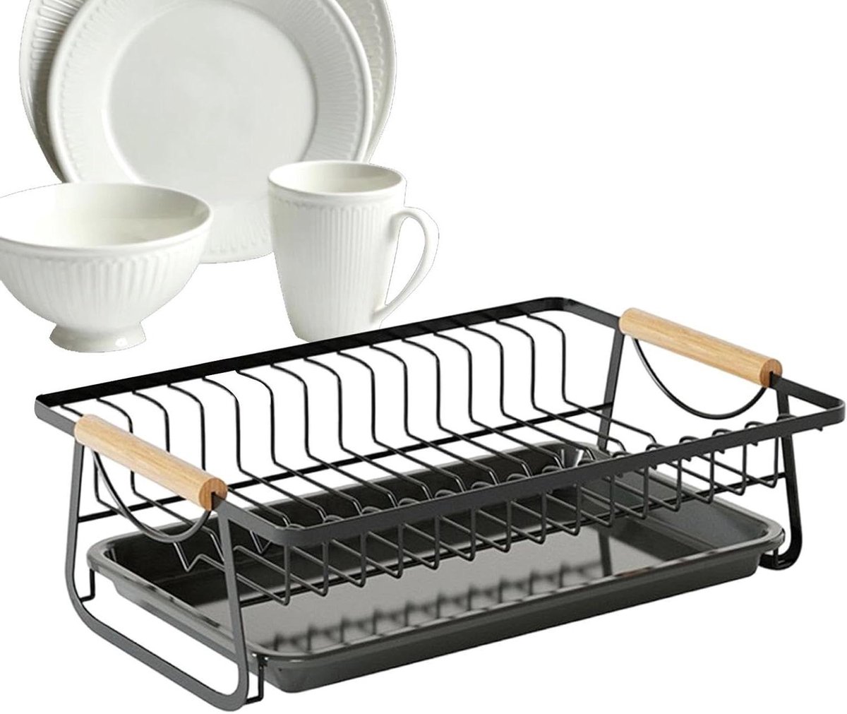 Afdruiprek Keuken - Vaatdroger Organizer - Aanrecht Opruimen - Roestbestendig IJzer - 30x13x13 cm - Zwart