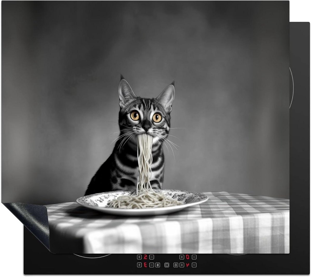 Inductie Kookplaat Beschermer - Werkblad Beschermer Kookplaat - Keuken Werkruimte Creëren - Unieke Foto Print - 57x51 cm - Zwart Wit