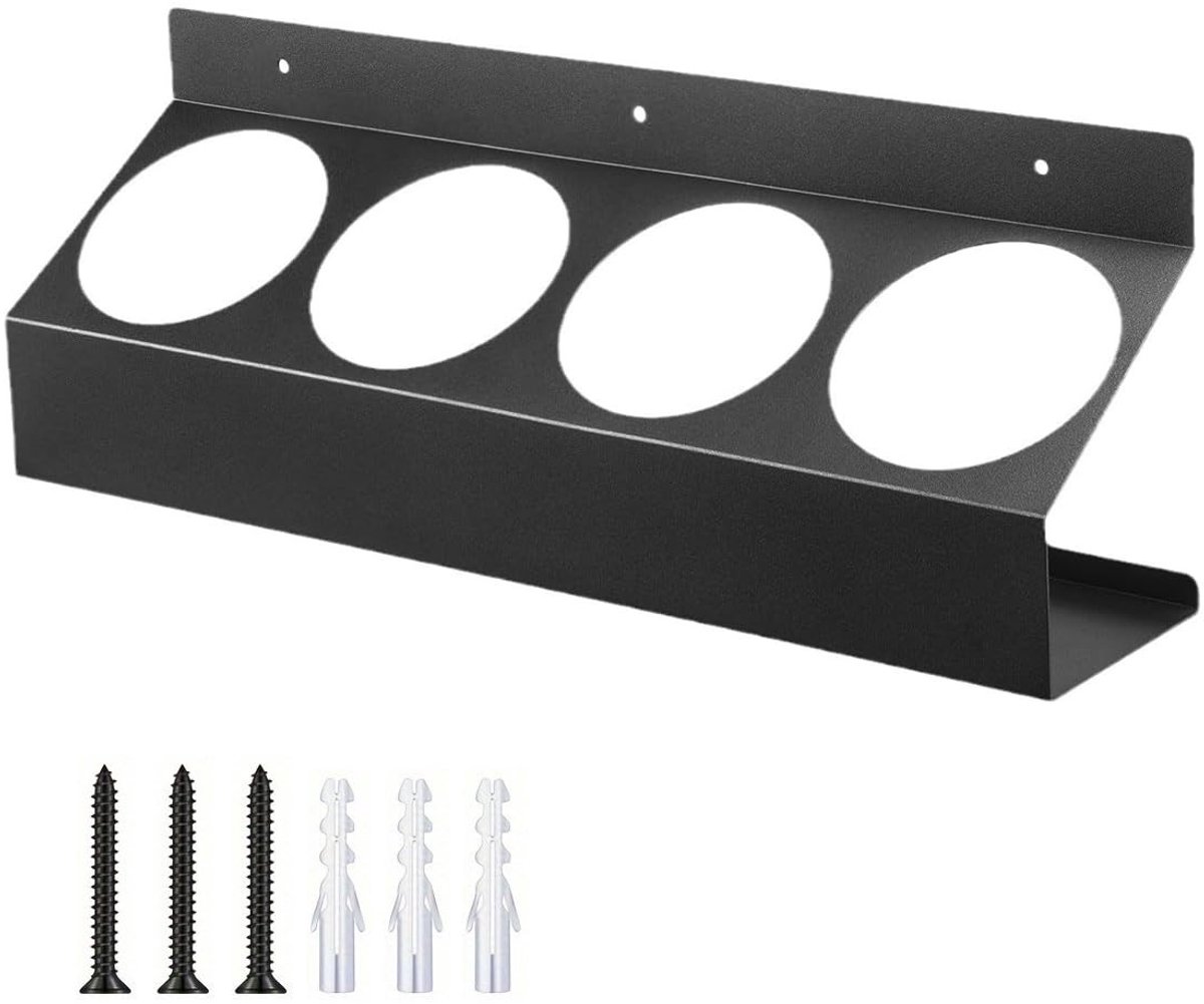 Dailygoods- Spuitfleshouder Wandgemonteerd - Spuitbusorganizer - Voor Garage/Sloten Aanhanger - Zwart - 4 Sleuven - Hoogwaardig Metaal