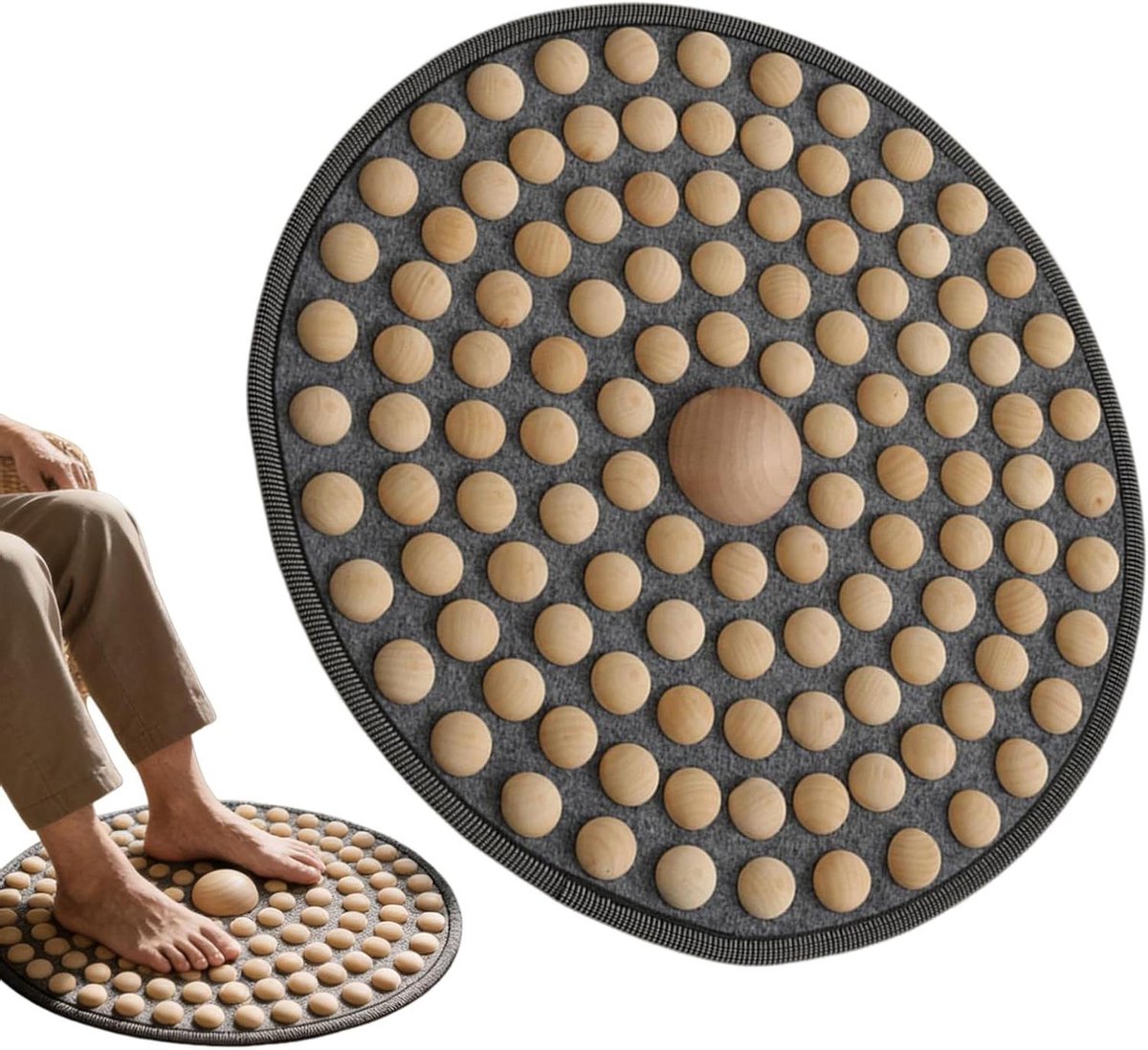 Houten Acupressuurmat - Voetmassage Mat - Voet Ontspanning - Opvouwbaar Ontwerp - 51 cm Lengte - Houtkleur