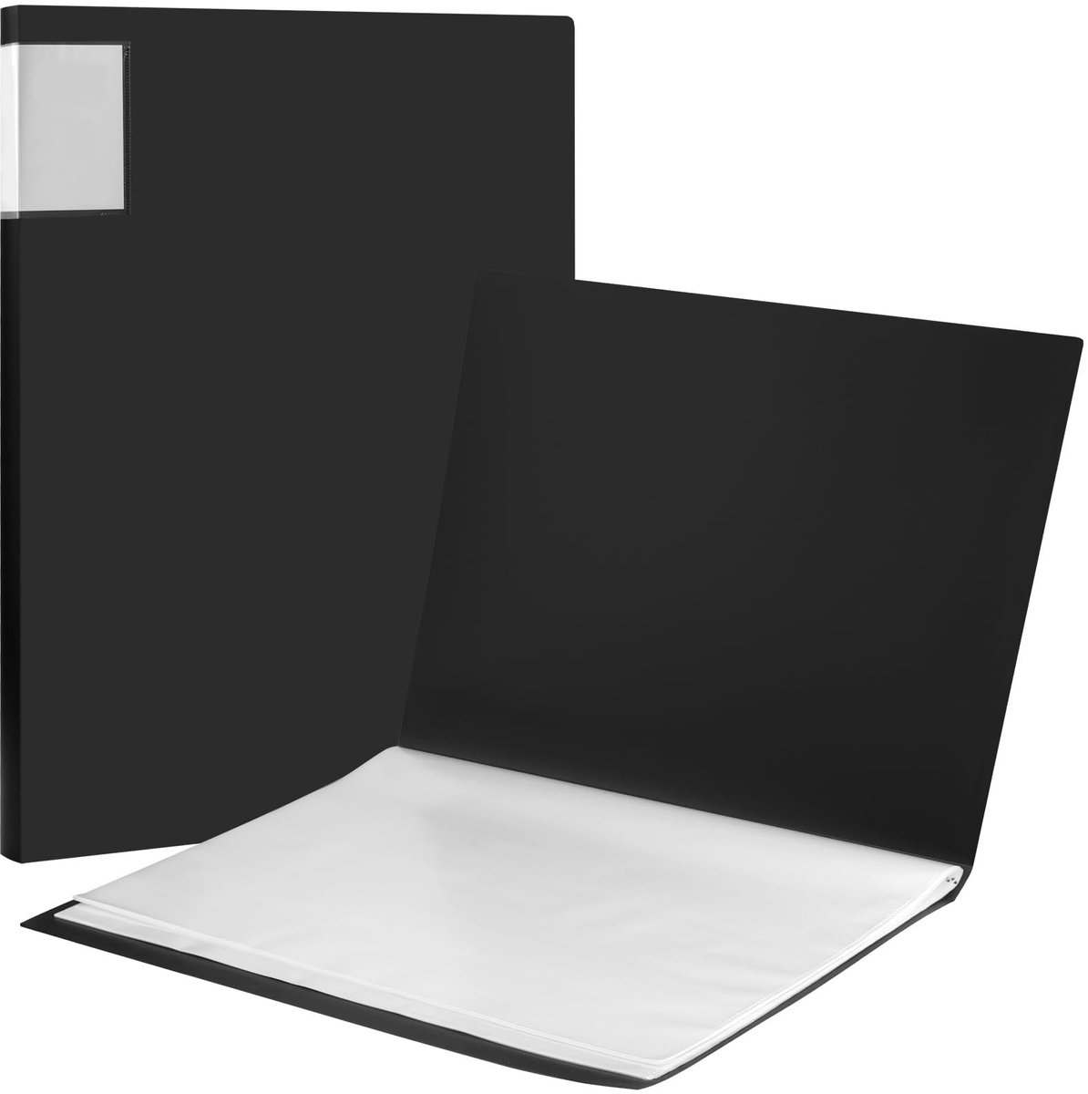 Dailygoods- Displaymap A3-formaat - Presentatiemap - 40 doorzichtige hoezen - Set van 2 - Beschermend ontwerp - Elegant zwart uiterlijk