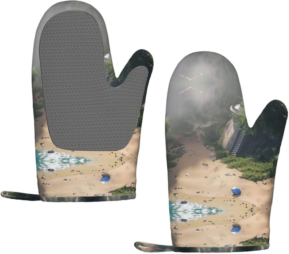 Siliconen ovenwanten - Keukenhandschoenen hittebestendig - Veilig koken - Waterdicht polyester - Set van 2 - Zwart