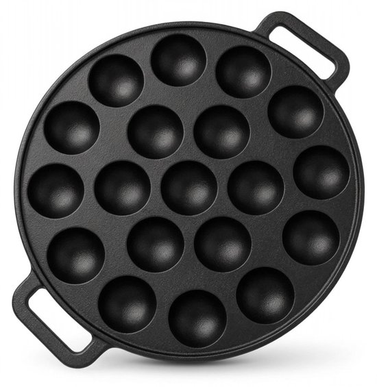 Chefino Poffertjespan Gietijzer 24 cm – 19 Poffertjes Tegelijk – Geschikt voor Gas, Inductie, Keramisch en Oven – BPA-vrij, Anti-aanbaklaag