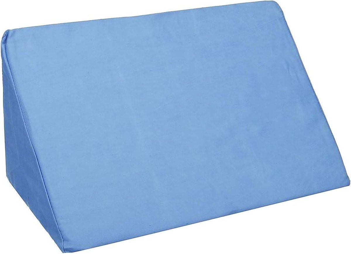 Steunkussen Bed - Leeskussen Rug - Ontspannen Zitten - Ergonomische Vorm - 40x20x20 cm - Blauw Wit Bruin