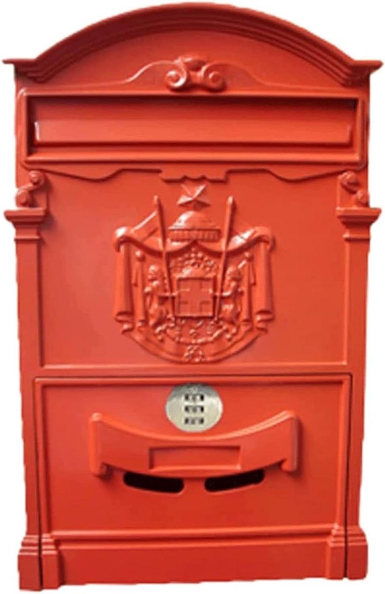 Klassieke brievenbus - Postbus metaal - Veilig post ontvangen - Cijferslot beveiliging - 26x9x41 cm - Grijs