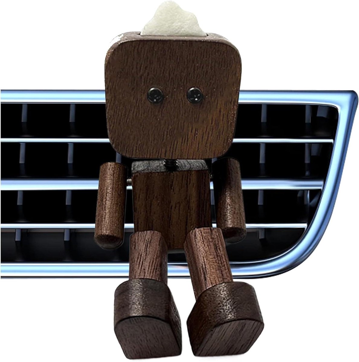 Houten Auto Decoratie - Wiebelende Figuur - Auto Interieur - Met Geur Diffuser - 8 x 6 cm - Zwarte Walnoot