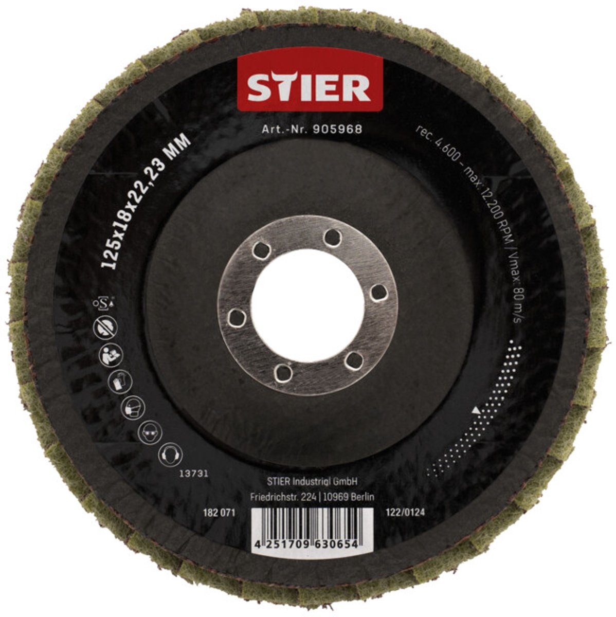 STIER vlies-lamellenschuurschijven 125 x 18 x 22,23 mm medium 5 st.