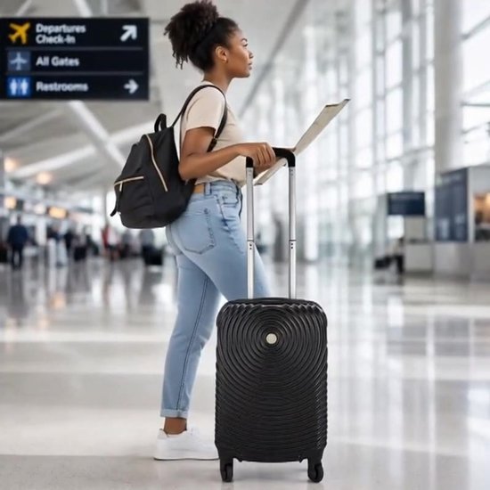 Ceruzo Handbagage Koffer - Trolley - 28L - 51.5 cm - Spinnerwielen 360°- Cijferslot-Zwart-Reiskoffer