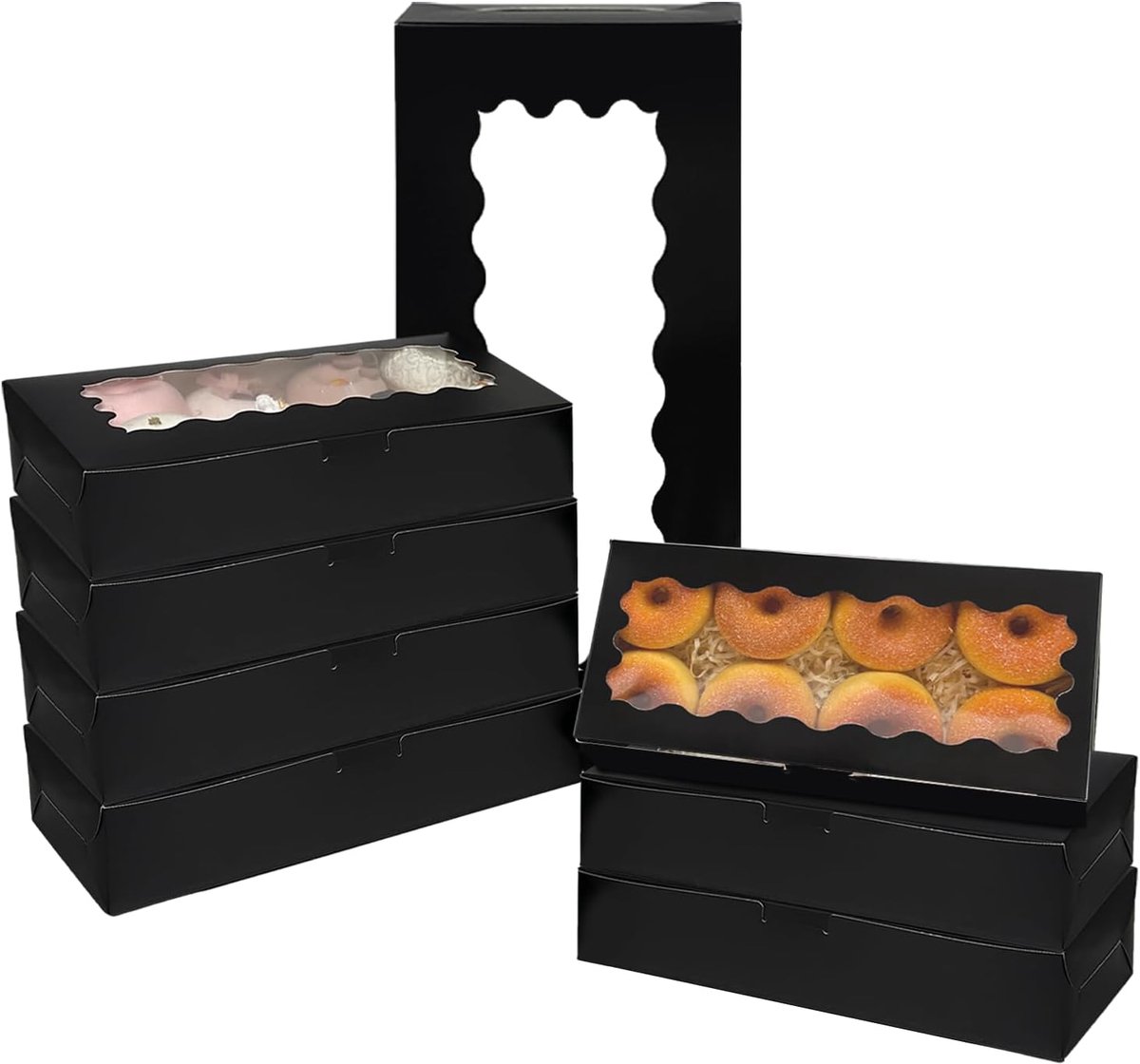 Cupcakedoosje - 30.5 x 14 x 6.3 cm - Zwart - Met Tray en Venster - Gebaksdoos - Perfect Voor Cupcakes, Desserts en Meer - 15 stuks - Cupcakedozen - van Imperatoris
