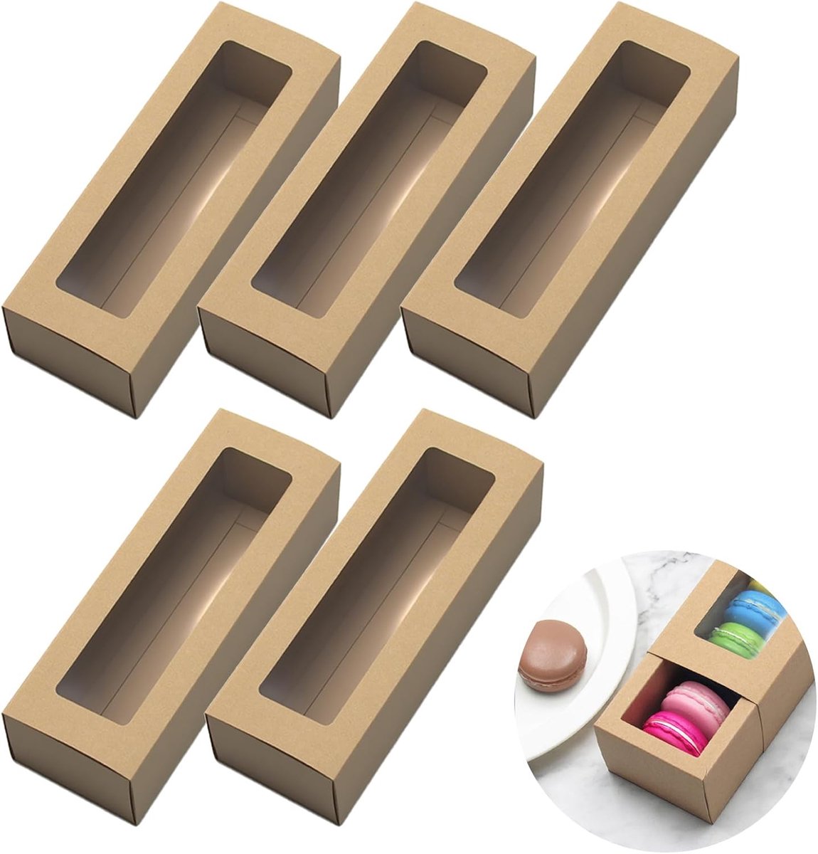 Cupcakedoosje - 20.5 x 7 x 5 cm - Bruin - Met Tray en Venster - Gebaksdoos - Perfect Voor Cupcakes, Desserts en Meer - 10 stuks - Cupcakedozen - van Imperatoris