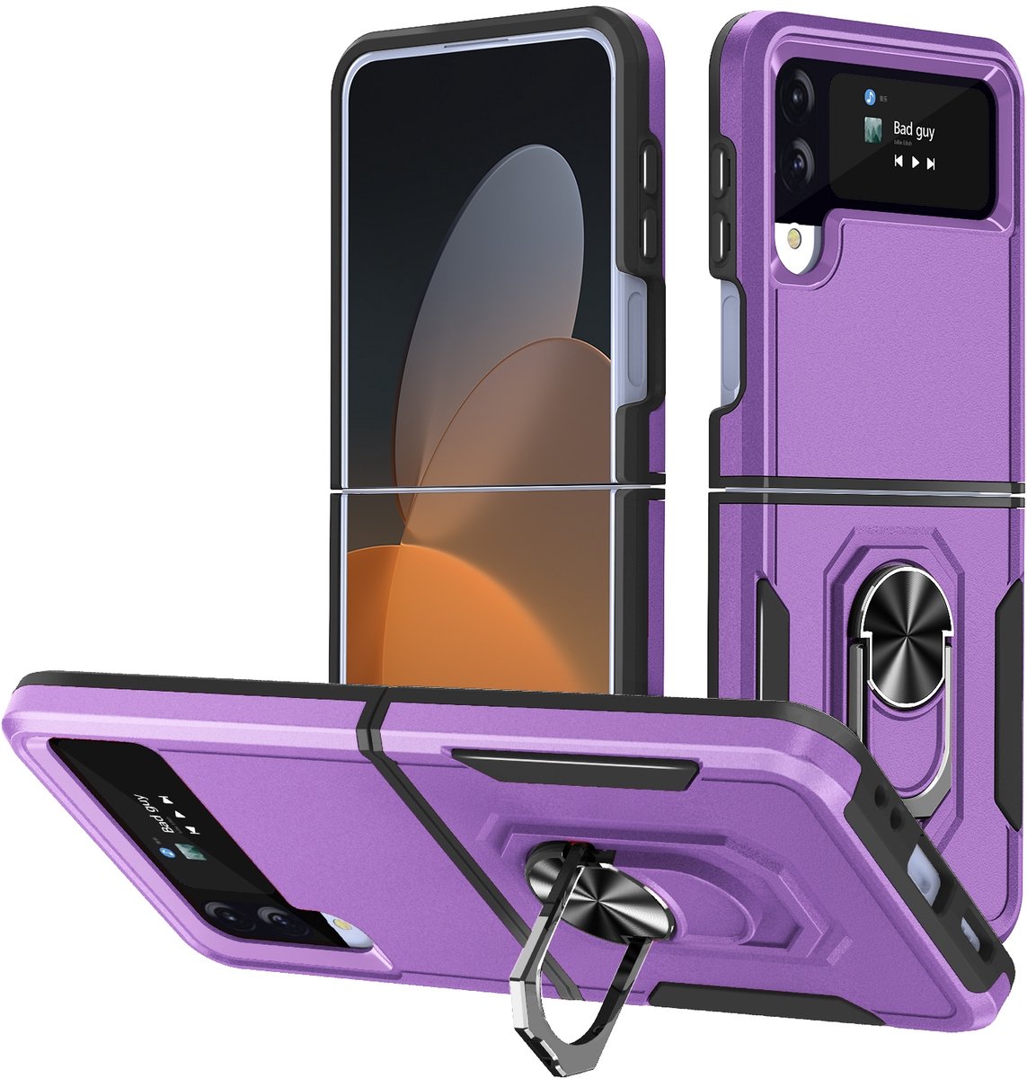 Samsung Galaxy Z Flip4 2-Delige Magnetische Hoes met Ringhouder – Paars