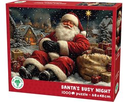 Kerstpuzzel 1000 Stukjes - Mr. Broccoli Puzzel Kerstmis Volwassenen - Santa's Busy Night - Kerstman op Kerstavond - FSC® - 68 x 48 cm - Legpuzzel Kerst