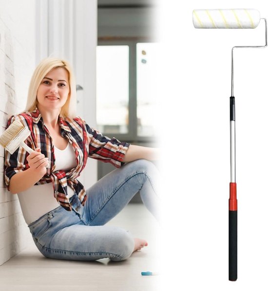 Verfroller Stok - Telescoopsteel Verf - Schilderwerk Binnen - Verstelbare Lengte - 90 cm - Zilver — afbeelding 5