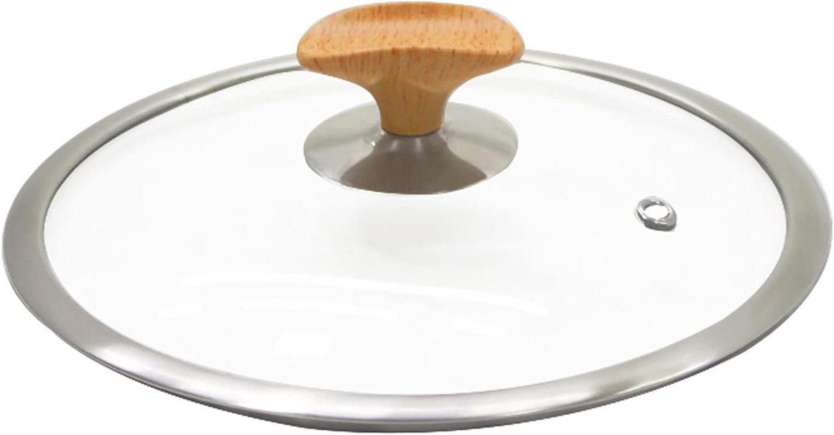 Pan Deksel - Glazen Deksel - Koken en Bakken - Met Stoomgat - 24 cm - Transparant