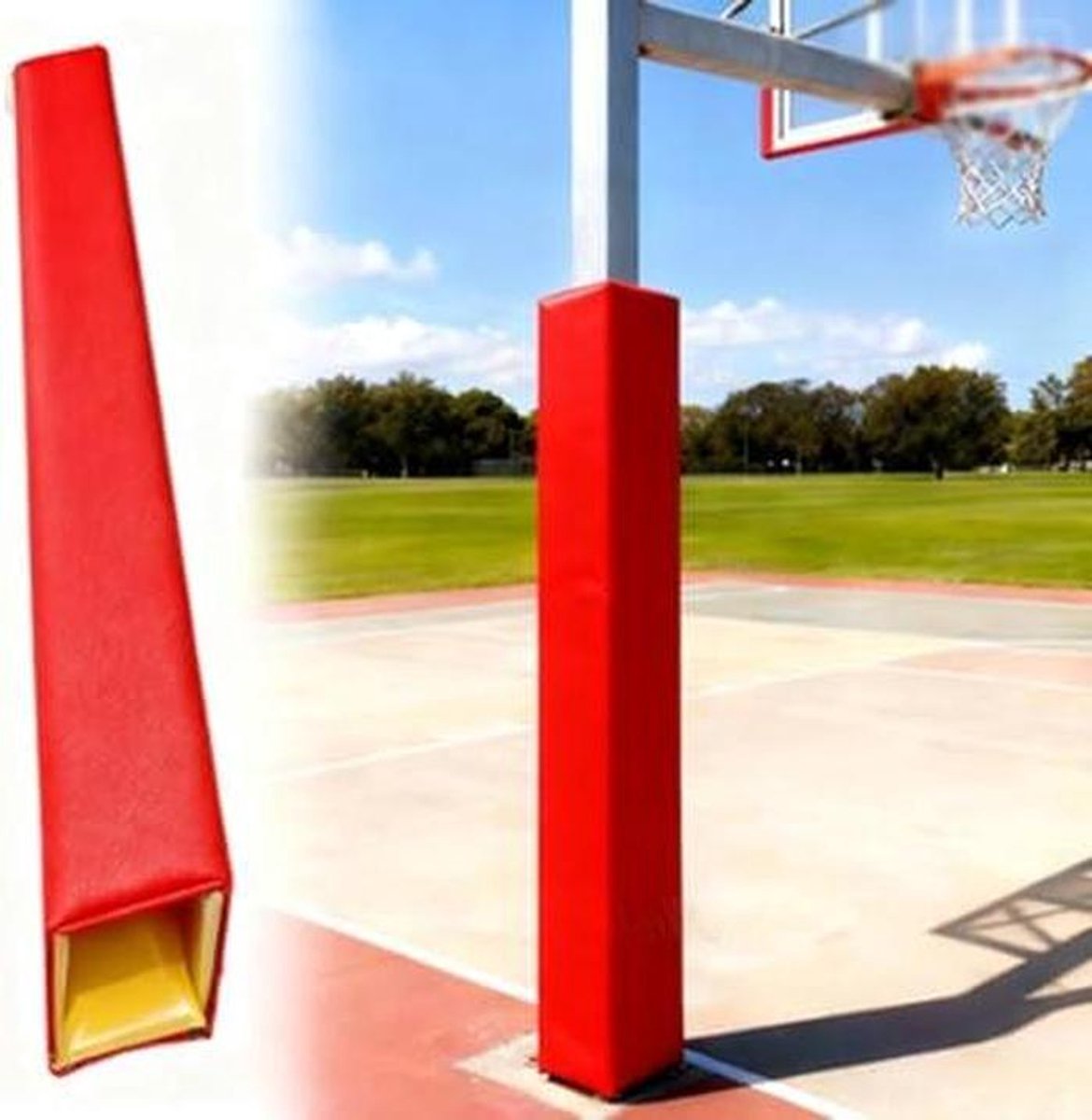 Paalkussen Basketbal - Beschermhoes Paal - Sport Veiligheid - Slagvast Schuim - 180 cm Hoog - Zwart