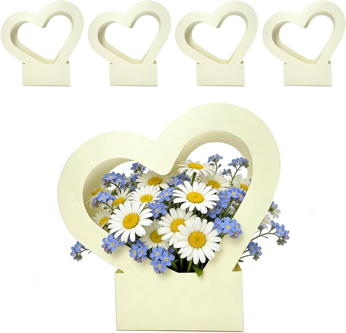 Bloementas Set - Boeket Houders - Bloemen Presenteren - Vochtbarrière Ontwerp - 5 Stuks - Crèmekleurig