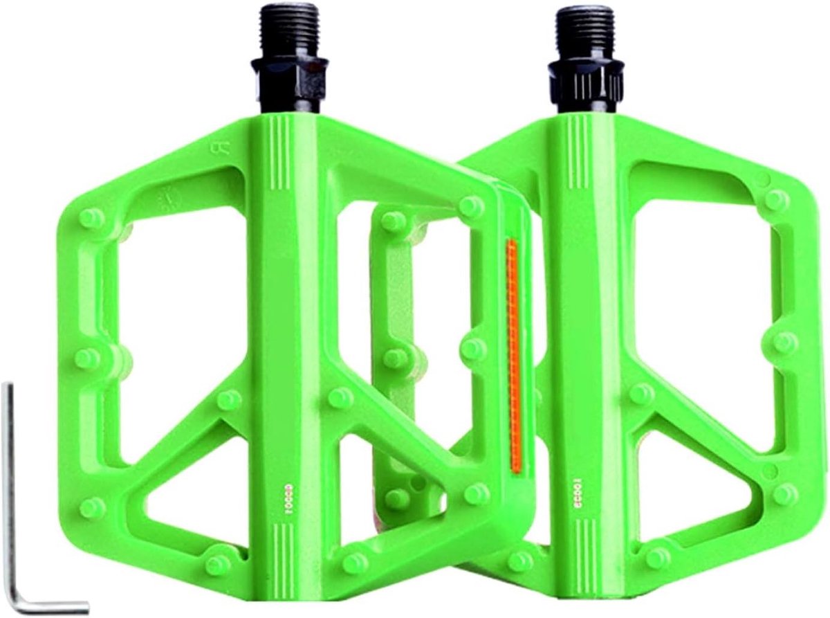 Fietspedalen Nylon - Trapplank Fiets - Fietsen Buiten - Dubbel Lager Ontwerp - 12.8 x 10.5 cm - Groen