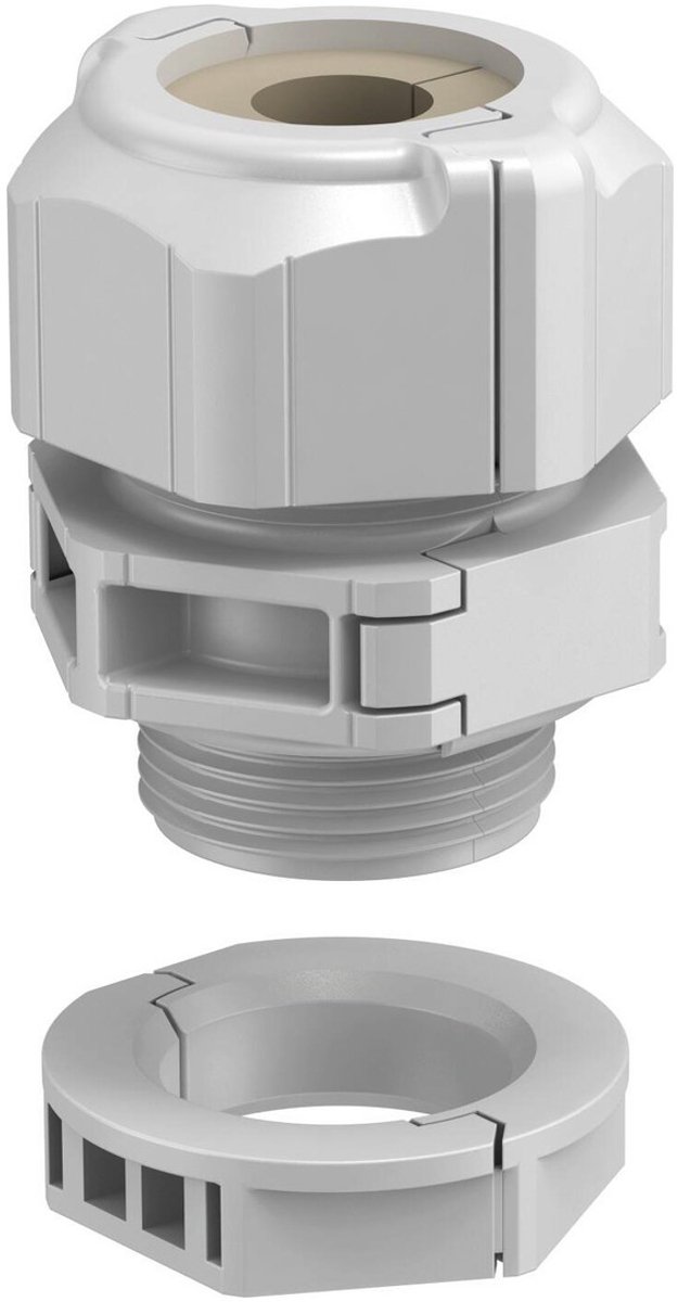 OBO Bettermann Kabelwartel, deelbaar dichtinzet, 1 kabel M20 polycarbonaat lichtgrijs, 2024946
