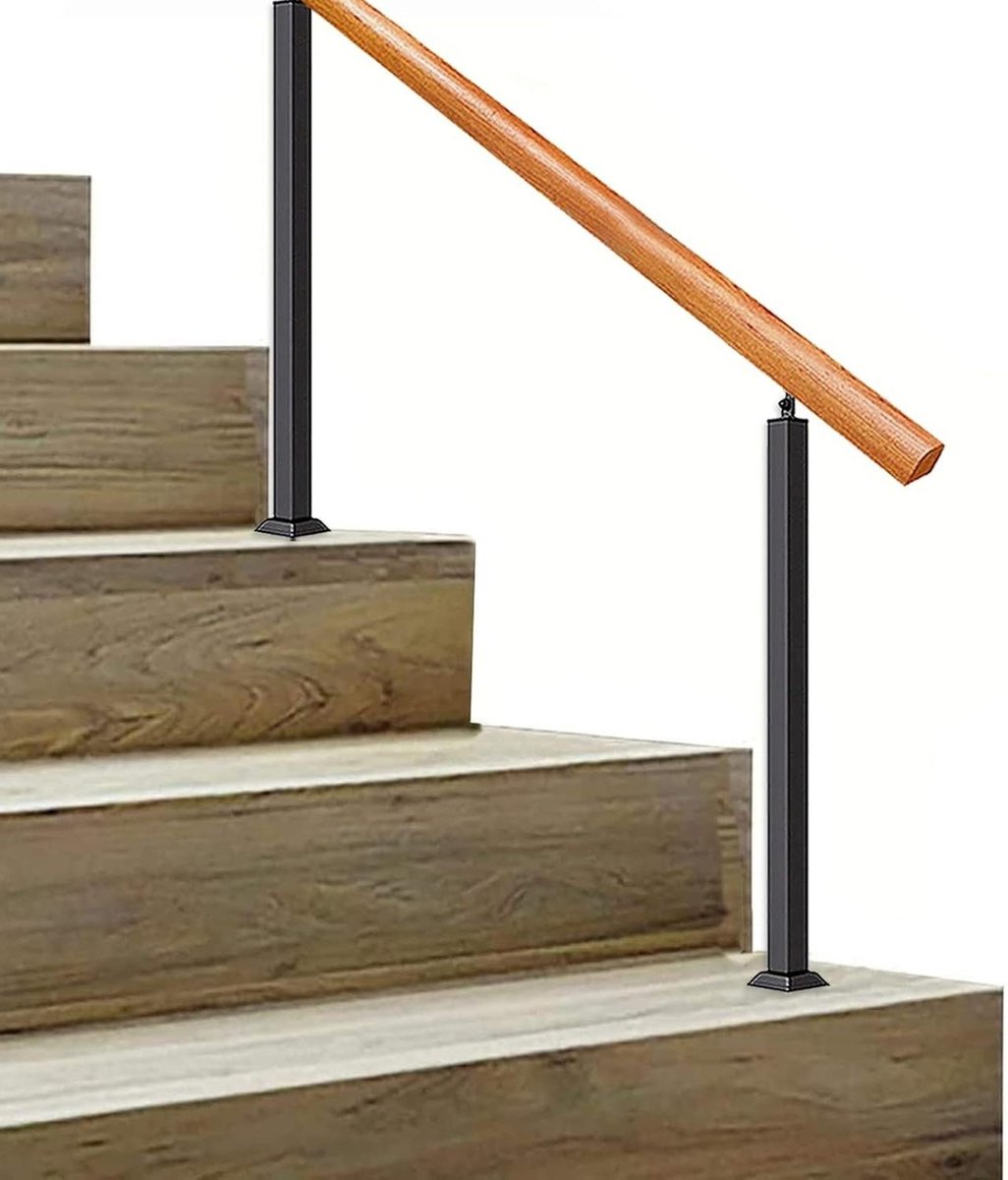 Trapleuning Hout - Steunpaal Handrail - Veilig Traplopen - Antislip Veiligheid - 95 cm Hoogte - Onbehandeld