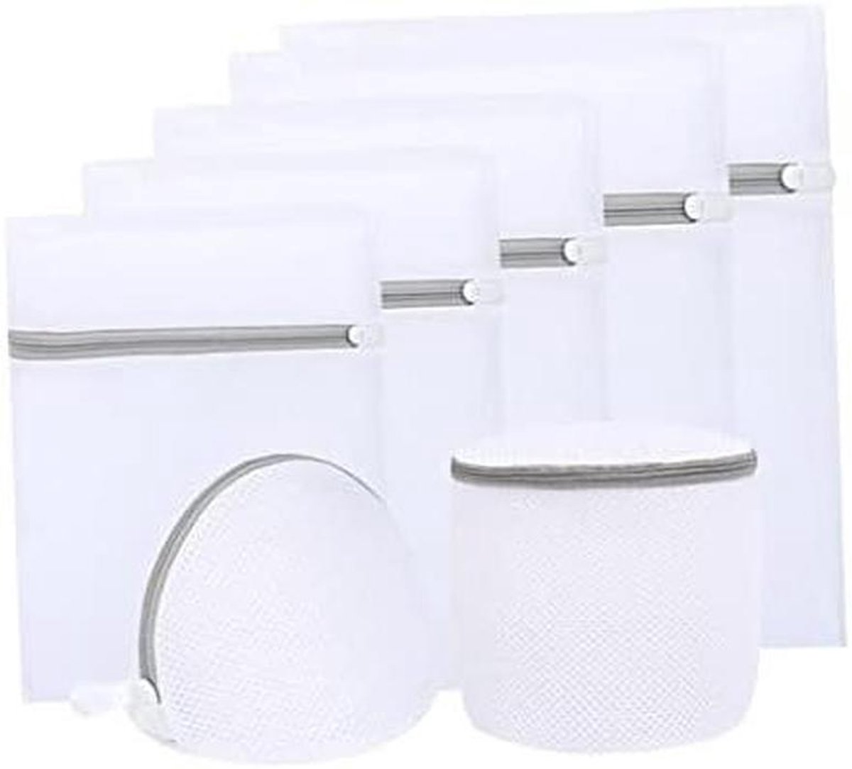Waszak Set - Kleding Beschermers - Kleding Wassen - Sterke Ritssluiting - 5 Stuks - Wit