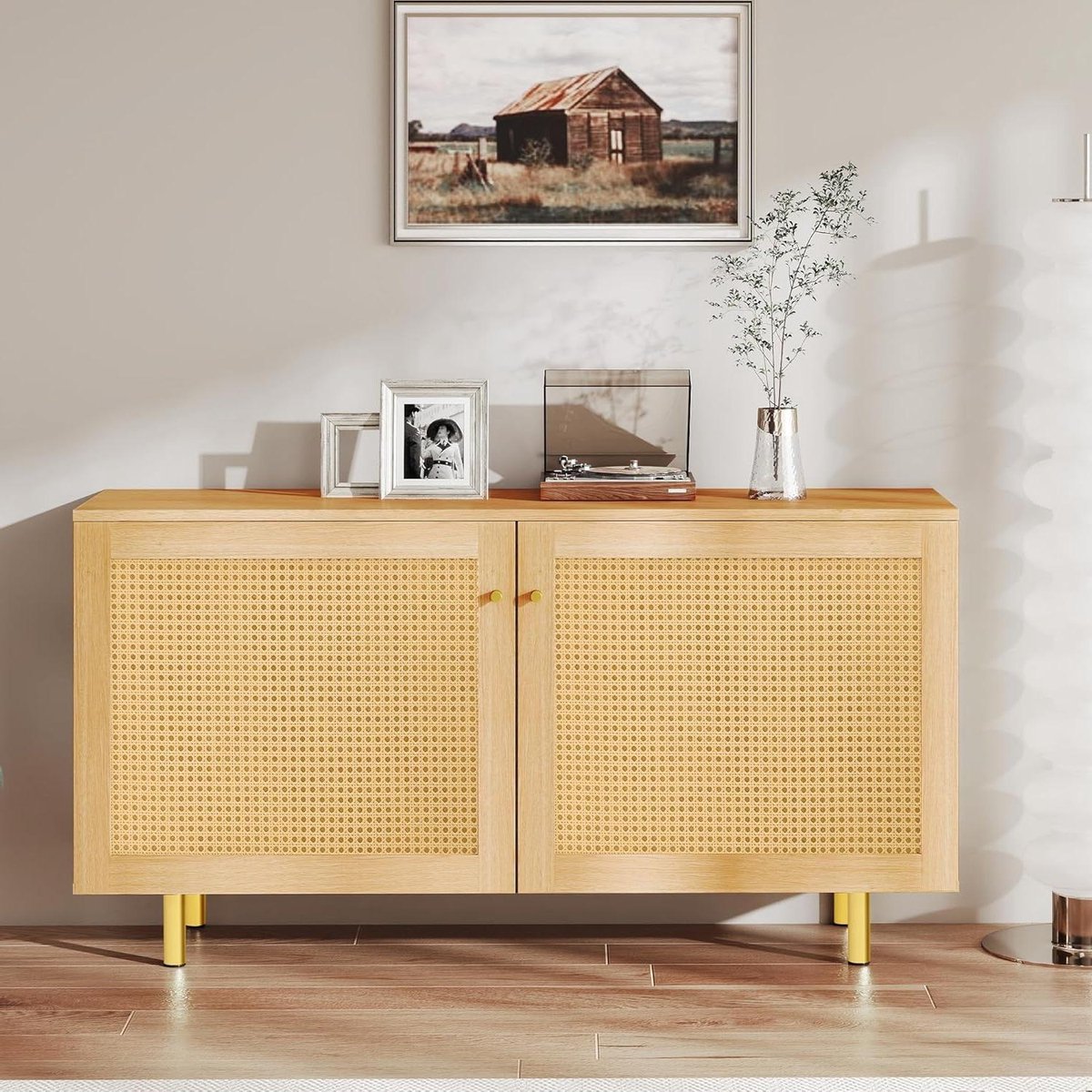 Rieten Dressoir - Opbergkast Natuurlijk - Woonkamer Organisatie - Handgemaakt Vlechtwerk Design - 120 x 40 x 63 cm