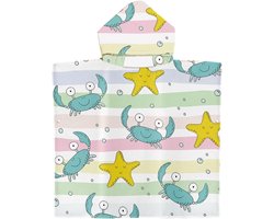 FANSU Badhanddoek met capuchon voor kinderen, strandhanddoek, poncho, surfen, microvezel, zacht, absorberend, badhanddoek, pareo, zwembad voor meisjes, kinderen, (zeezoog11,60 x 60 cm)